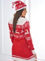 Karácsonyi szett 1001 pulóver + sapka + térdzokni piros