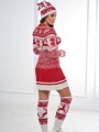 Karácsonyi szett 1003 pulóver + sapka + térdzokni piros