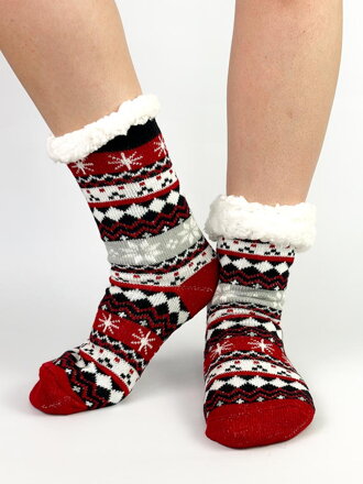 Csúszásgátló karácsonyi zokni L26031 piros
