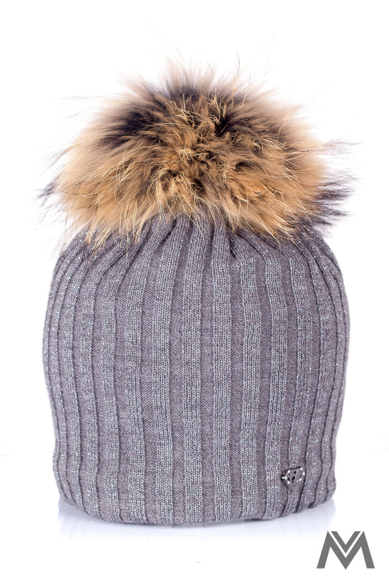 czapka, damska, naturalne futro, pompom, nowoczesna, Boże Narodzenie, prezent czapka, damska, naturalne futro, pompom, nowoczesna, Boże Narodzenie, prezent