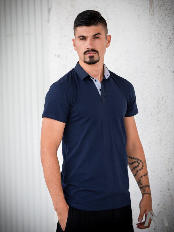 Męskie polo shirt VERSABE z BIO bawełny 04 ciemnoniebieskie VS-PO 1903 koszulka, koszulki, t-shirt, t-shirty, męskie t-shirty, męskie koszulki, odzież, odzież męska, koszulka na lato, letnia koszulka, koszulka z krótkim rękawem, koszulka bez nadruku, koszulka z guzikami, koszulka dla ojca, prezent, prezent na Boże Narodzenie, na urodziny, koszulka do jeansów, versabe, ciemnoniebieskie, białe koszulka