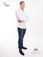 VERSABE Luxus férfi fehér fényes ing mandzsettagombokkal SLIM FIT VÁGÁS VS-PK-1712