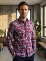 Férfi ing 3338/ V8 bordó színű virág mintával
