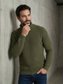 Pánsky štýlový khaki sveter so zipsom