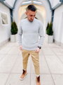 Trendi férfi pulóver szürke színben