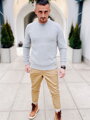 Trendi férfi pulóver szürke színben