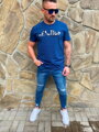 Rövid ujjú férfi póló REACTION kék