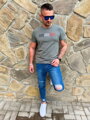 Rövid ujjú férfi póló TOMMY LIFE olivazöld