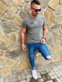 Rövid ujjú férfi póló TOMMY LIFE olivazöld