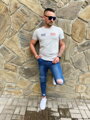 Rövid ujjú férfi póló TOMMY LIFE szürke