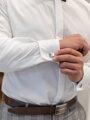 Klasszikus fehér matt ing, borított bekapcsolásal SLIM FIT vágásban VS-PK-1715