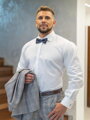 Klasszikus fehér matt ing, borított bekapcsolásal SLIM FIT vágásban VS-PK-1715