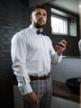 Klasszikus fehér matt ing, borított bekapcsolásal SLIM FIT vágásban VS-PK-1715