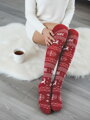 Stílusos karácsonyi térd feletti zokni RED