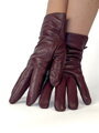 Női bőrkesztyű bordó színben