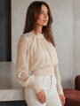 Dámska elegantná blúzka z čipky – béžová, priehľadná