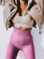 Enyhén bélelt bordázott női leggings rózsaszín