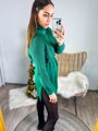 Predlžený rolákový pletený zelený sveter 