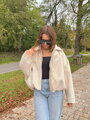 Dámska owersize béžová crop-top bunda
