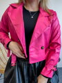 Női Croptop bőrdzseki rózsaszín