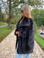 Fekete női szőrmekabát H1 műszőrméből