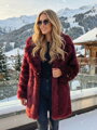 Női bordó H1 műszőrme kabát