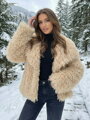 Női bézs M1 mongol juh bunda