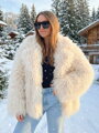 Krémszínű mongol bárányhatású bunda M1 