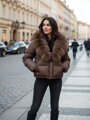 Téli barna kabát valódi szőrmével