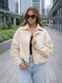 Női oversize bézs crop-top dzseki