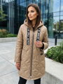 Kapucnis átmeneti kabát camel színben