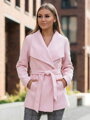 Női tavaszi kabát VS-DK2001 gyöngyházrózsaszín színben