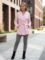 Női tavaszi kabát VS-DK2001 gyöngyházrózsaszín színben
