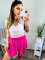  Stílusos női crop top csipkevirággal