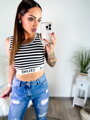 Női croptop CELINE fekete csíkok