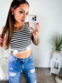 Női croptop CELINE fekete csíkok