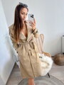 Női hosszú trench kabát camel színben