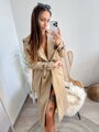 Női hosszú trench kabát camel színben