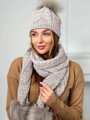 Női sapka és sál komplett PLK1 bézs