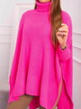 Garbó nyakú pulóver 2019-30 neon rózsaszín