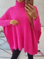 Garbó nyakú pulóver 2019-30 neon rózsaszín