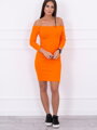 Női ruha nyakkivágással, narancssárga színben 8974