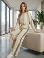 Női bézs színű szett nyomattal