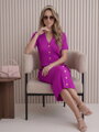 Luxusný dámsky vrúbkovaný fialový komplet 