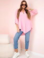 Dámska ružová oversize mušelínová košeľa ART208 