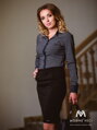 VERSABE Sötétkék pontozott női ing Slim-Fit VS-DK1606