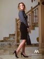 VERSABE Sötétkék pontozott női ing Slim-Fit VS-DK1606