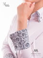 VERSABE Fehér női ing, fekete szegély Slim-Fit VS-DK1608