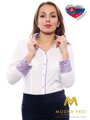 Fehér női ing virágos gallérral Slim-Fit VS-DK1611