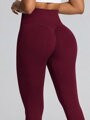 Bordové push-up fitness legíny s vysokým pásom